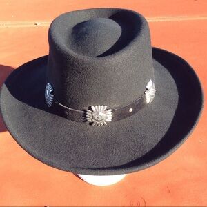 Scala Black Fedora with Silver Embellishments